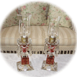 Pair of vintage Luster lamps with ten prisms 